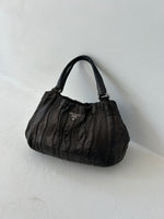 Vintage Prada Tessuto Nappa Waves Dark Brown Hobo Bag 2000s