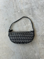 Vintage Fendi Mini Zucca Half Moon Shoulder Bag 90s