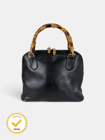 90s Gucci Leather Bamboo Top Handle Handbag