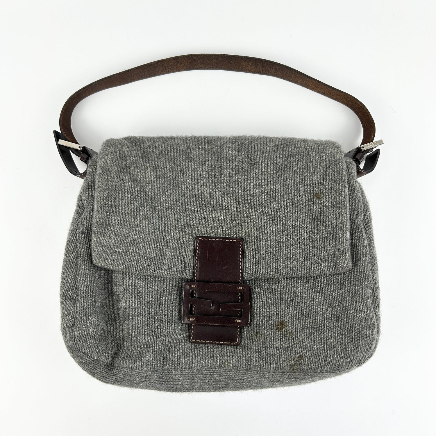 Vintage Fendi Wool Mamma Baguette Shoulder Bag