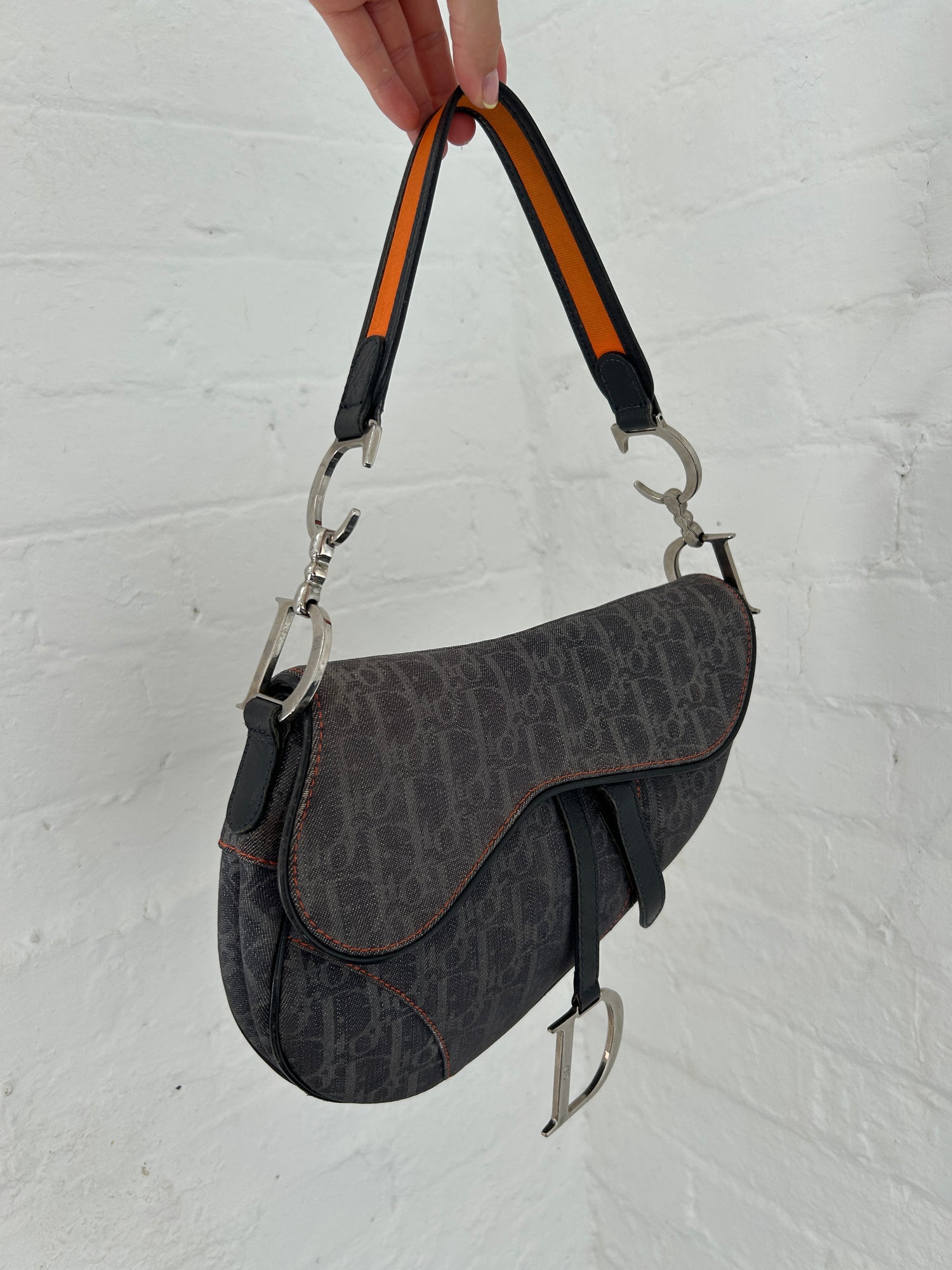 RARE Vintage Christian Dior ‘Take Flight’ Monogram Denim Saddle Shoulder Bag (2005)