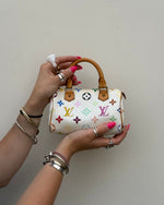 Vintage Louis Vuitton x Takashi Murakami Multicolour Nano Speedy Handbag with Extension Strap