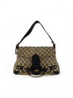 Vintage 90s Gucci Monogram Horsebit 1955 Shoulder Bag