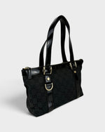 90s Gucci GG Monogram Mini Abbey Handbag Black/Brown