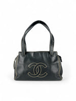 Vintage Chanel Black Caviar Leather Surprise CC Stitch Shoulder Bag (2004/2005)