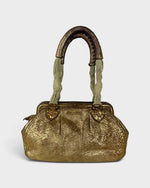 2000s Miu Miu Gold Leather Rope Handbag