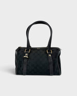 2000s Gucci Black Monogram Boston Handbag