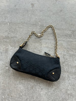Vintage Gucci Monogram Black Nailhead Chain Pochette Bag