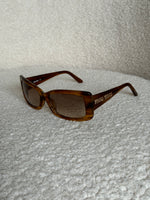 2000s Miu Miu Diamanté Square Brown Tortoise Sunglasses