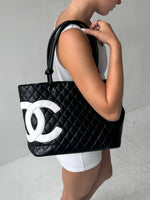 2004 Chanel Cambon Black & White Tote Bag