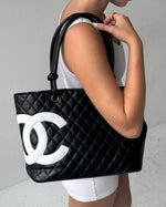 2004 Chanel Cambon Black & White Tote Bag