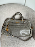 Miu Miu Nappa Leather Khaki Grey 2Way Large Handbag 2000s