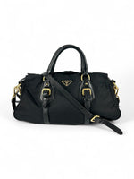 Prada Tessuto Nylon Black Satchel Handbag (with extension strap)