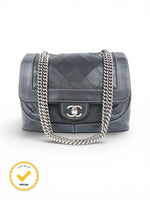 2000s Chanel Caviar Leather Black Matelasse Chain Shoulder Bag SHW