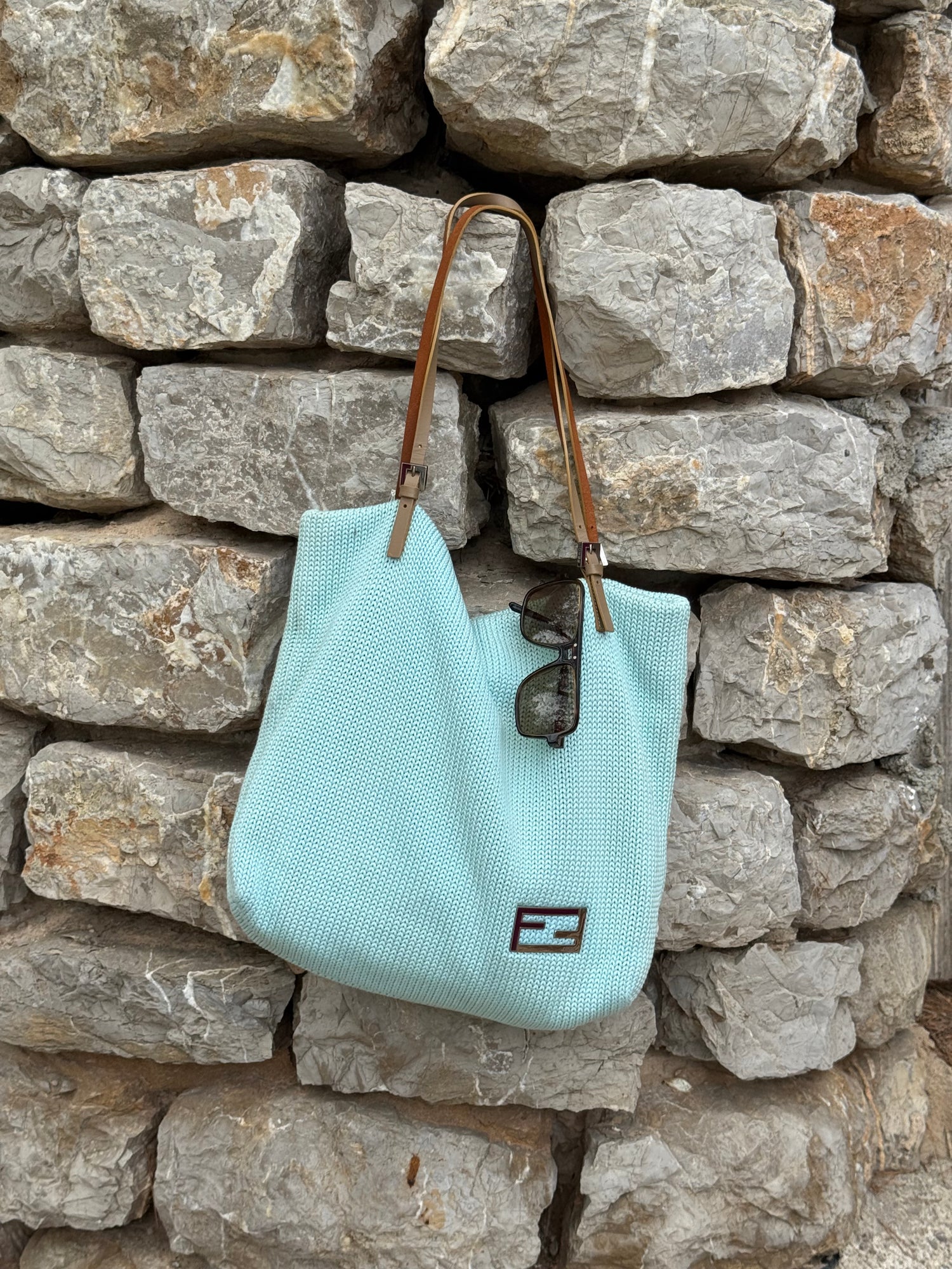 Vintage Fendi FF Knit Tote Bag