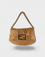 2000s Fendi Burnt Brown Mia Chain Shoulder Bag