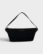 90s Gucci GG Black Monogram Pochette Boat Bag