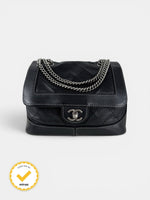 2000s Chanel Caviar Leather Black Matelasse Chain Shoulder Bag SHW