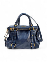Miu Miu Vitello Lux Bow Satchel Navy 2way Handbag