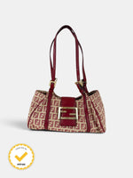 90s Fendi Zucca Red Mini Shoulder Bag