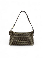 Vintage Fendi Zucca Buckle Mini Shoulder Bag 90s