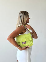 Vintage Fendi Neon Green Mamma Baguette Shoulder Bag 90s
