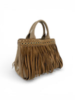RARE 2010s Prada Grommet Suede Frill Handbag