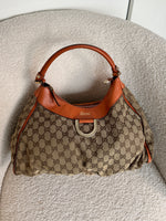 Vintage 90s Gucci Monogram Large D-Ring Shoulder Bag