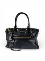 2010s Miu Miu Vitello Shine Black Handbag