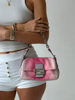Fendi Zucca Pink Ombré Chain Mini Baguette Bag