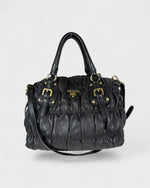 2010 Prada Nappa Gaufre Nero 2Way Handbag