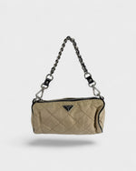 90s Prada Quilted Nylon Barrel Mini Shoulder Bag