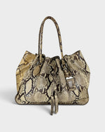2006 Prada Python Drawstring Shopper Large Tote Bag
