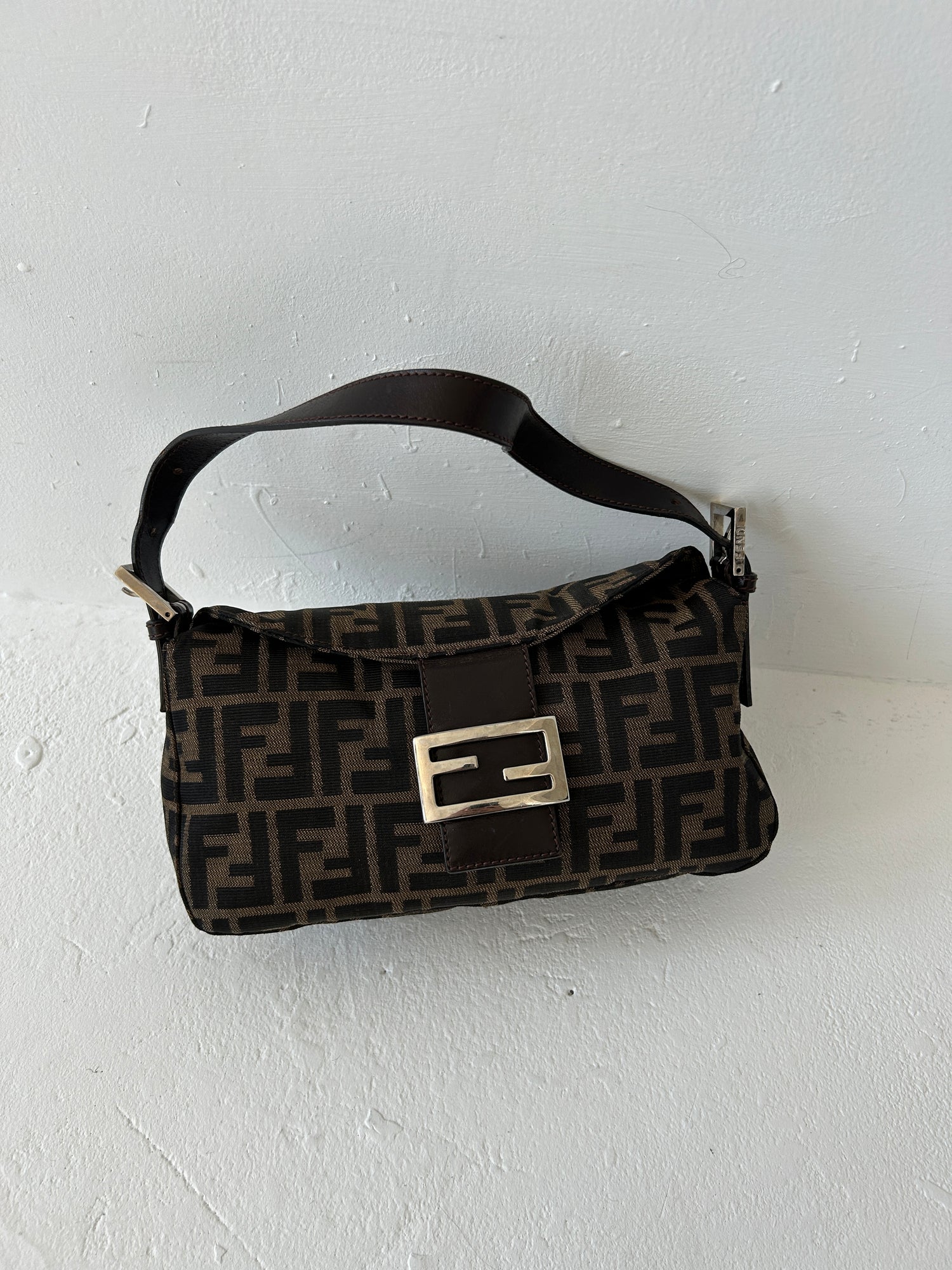 Vintage Fendi Zucca Baguette Shoulder Bag 90s