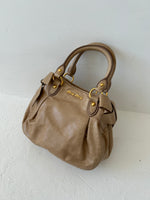 Miu Miu Brown Vitello Lux Bow Leather Satchel Handbag