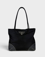 90s Prada Nylon Black Tote Bag