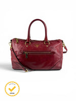 2010s Prada Vitello Shine Red 2Way Large Handbag