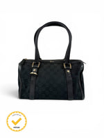 2000s Gucci Black Monogram Boston Handbag