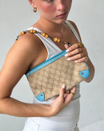 Vintage 90s Gucci Monogram Mini Bamboo Chain Shoulder Bag