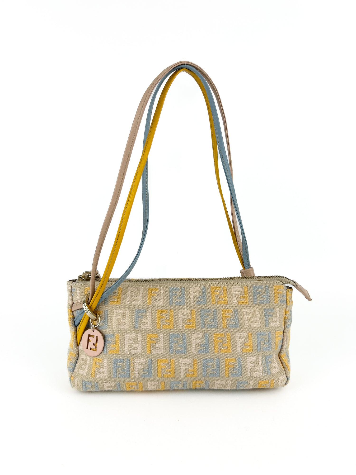 Vintage Fendi Zucca Twist Handle Mini Shoulder Bag