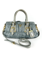 Vintage Prada Baby Blue Tessuto Gaufre Satchel Bag (with extension strap)