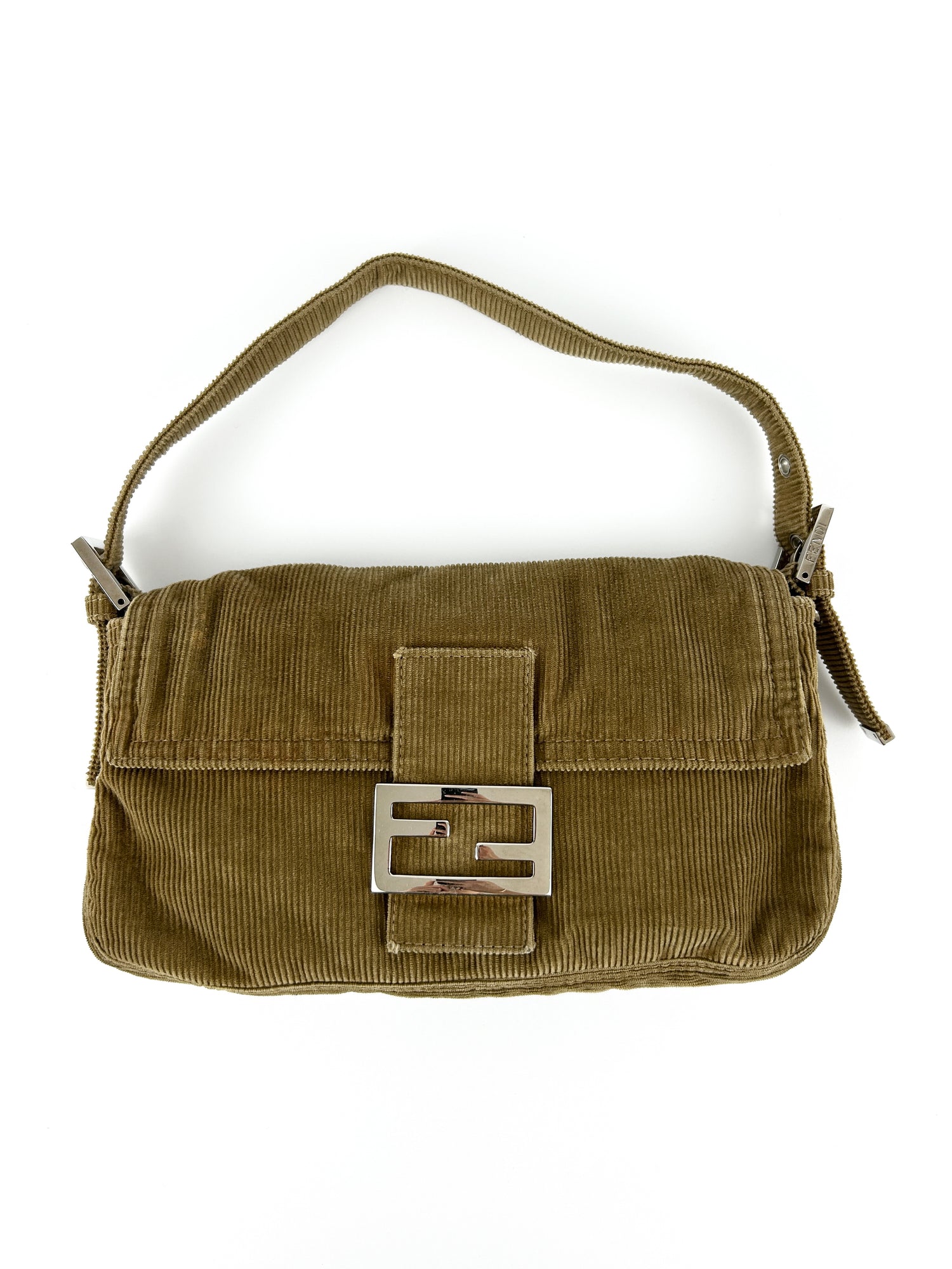 Vintage Fendi Corduroy Baguette Shoulder Bag 90s