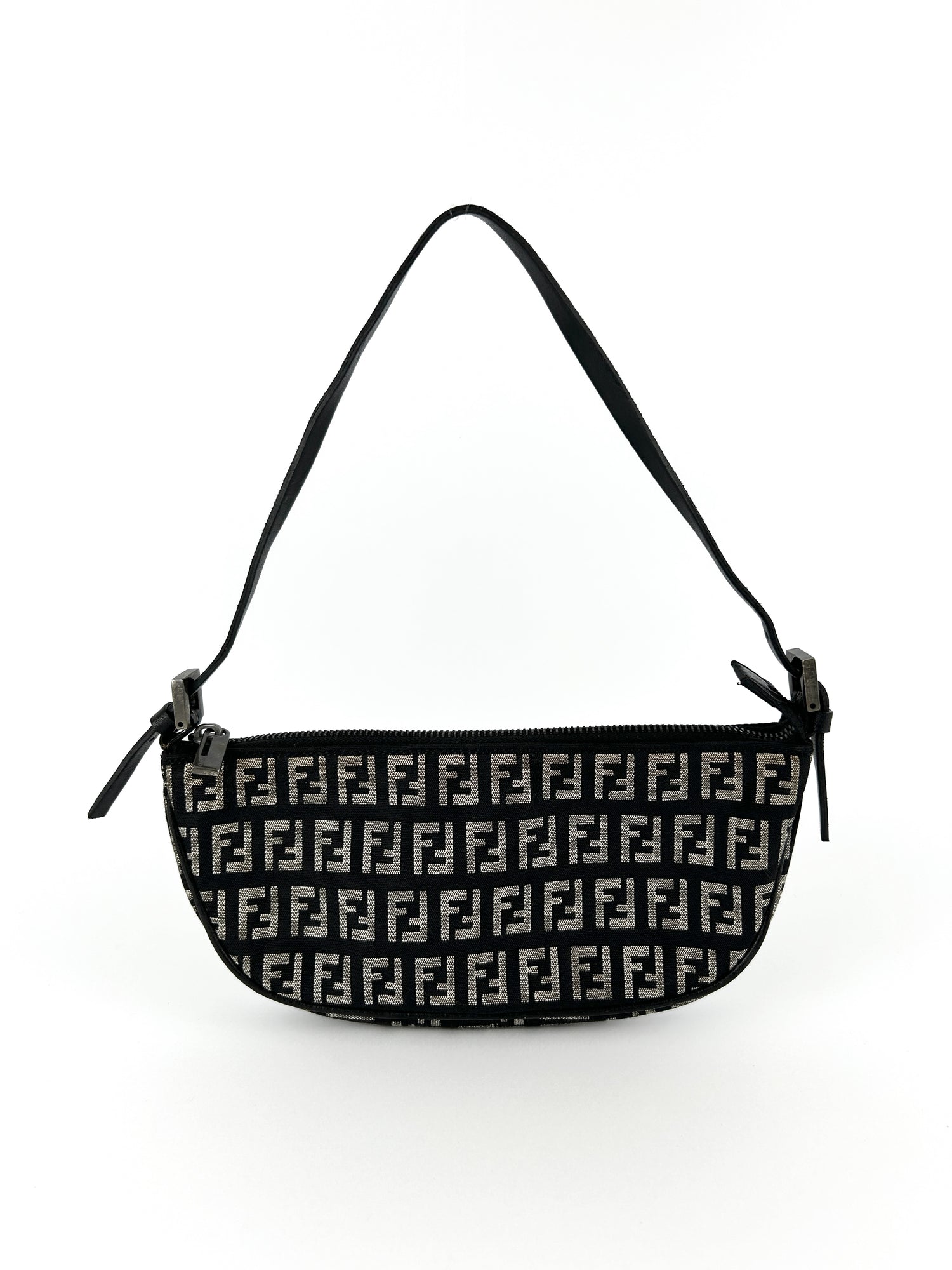 Vintage Fendi Mini Zucca Half Moon Shoulder Bag 90s