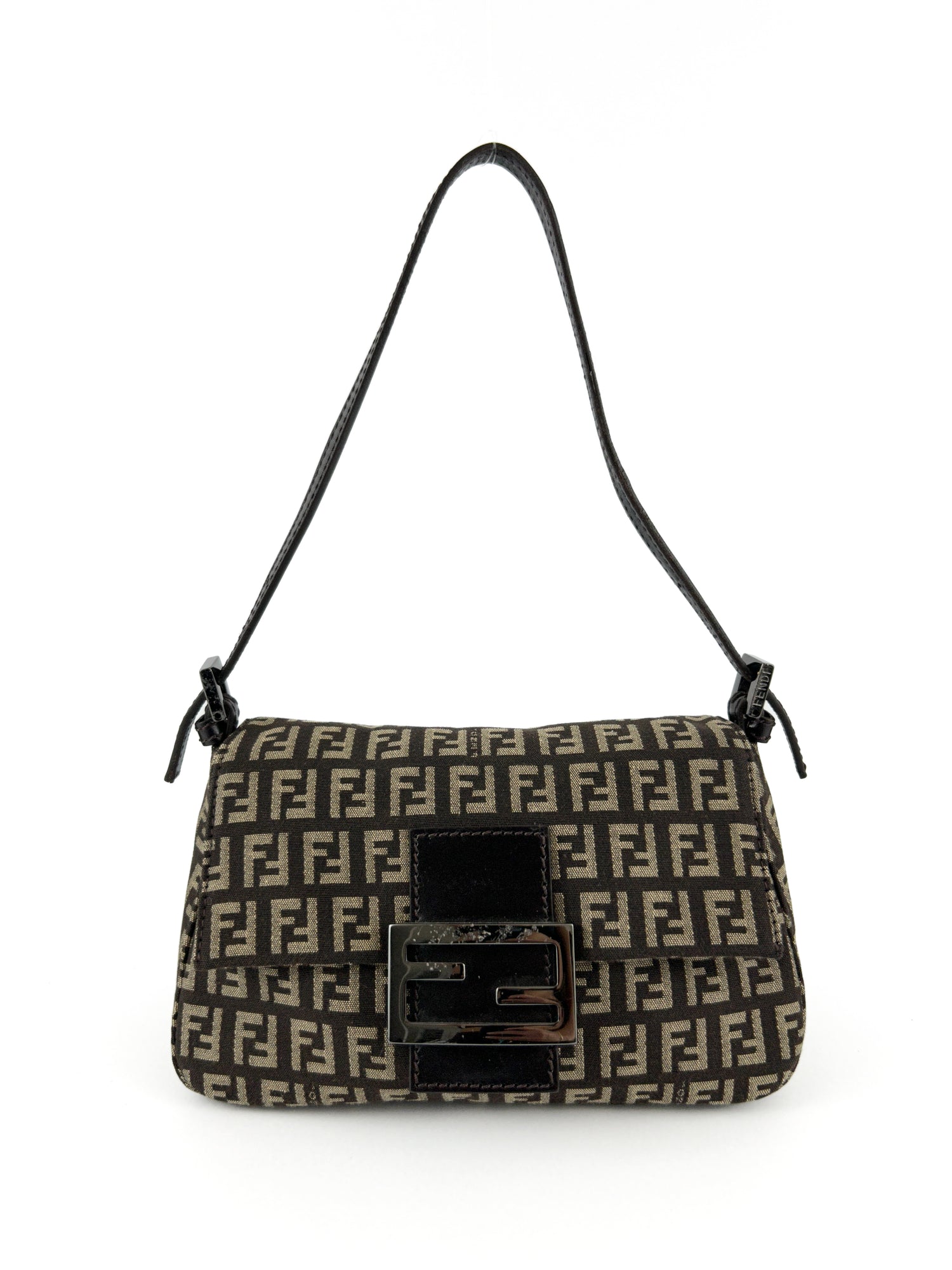Vintage Fendi Zucca Mini Baguette Shoulder Bag 90s