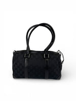 Vintage 90s Gucci Monogram Black Boston Handbag