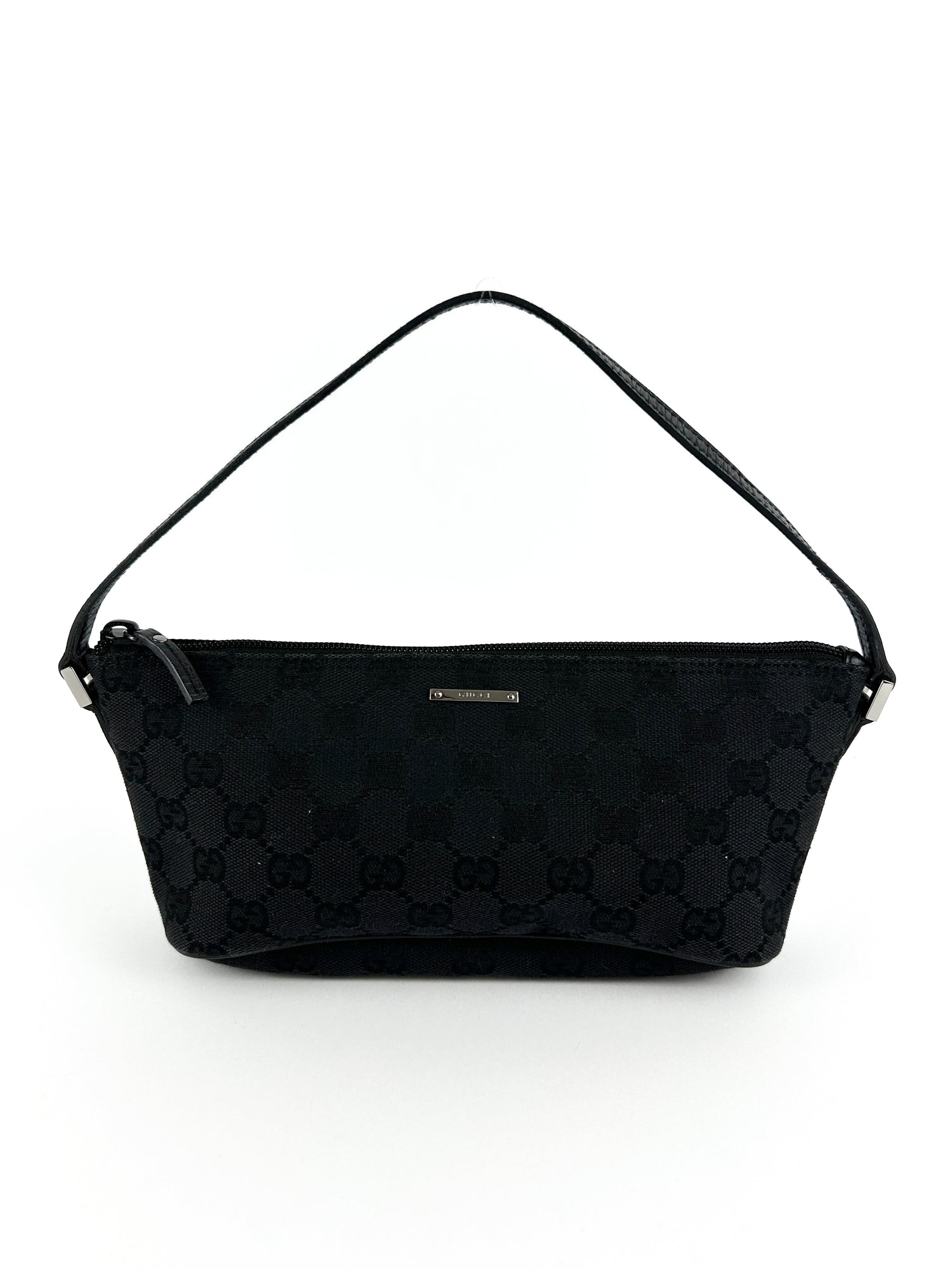 Vintage Gucci Monogram Black Pochette Boat Bag (2000s)