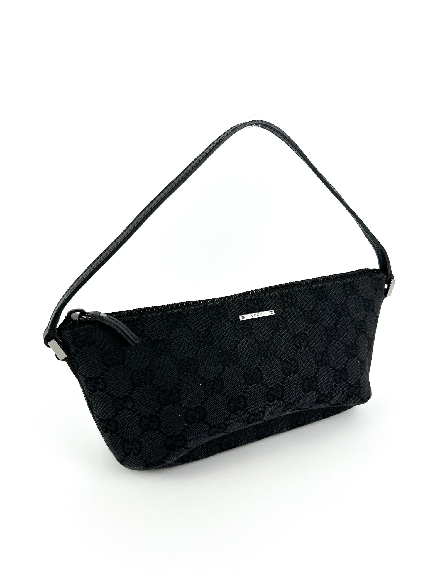 Vintage Gucci Monogram Black Pochette Boat Bag (2000s)
