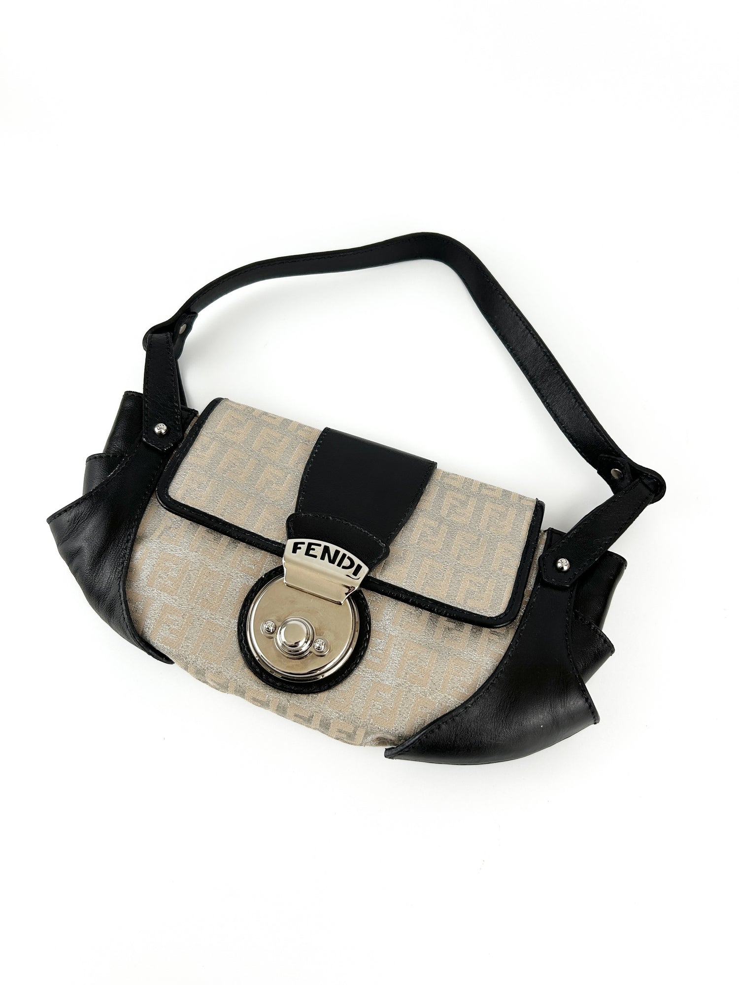 Vintage Fendi Zucca Metallic Cargo Shoulder Bag