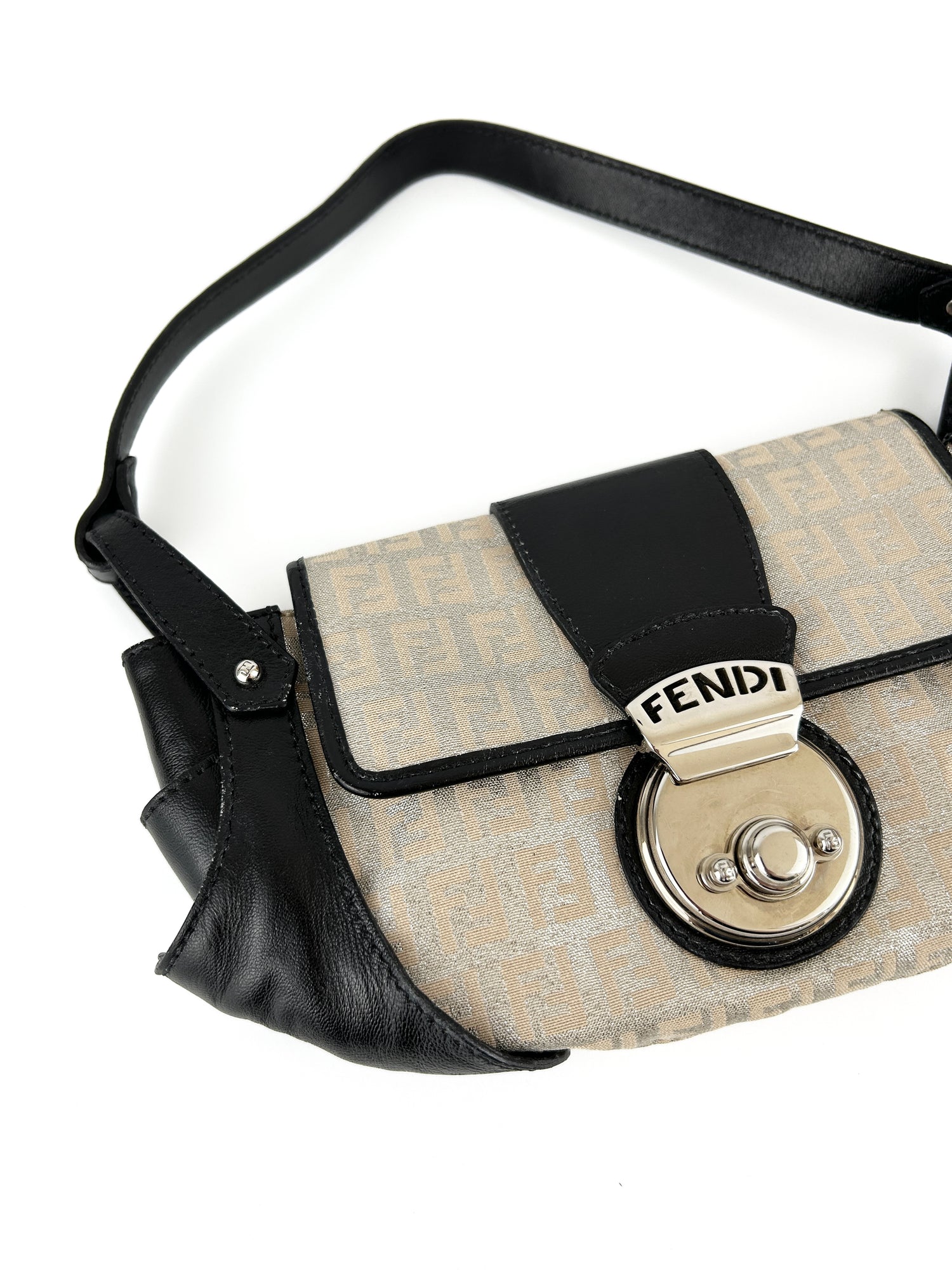 Vintage Fendi Zucca Metallic Cargo Shoulder Bag