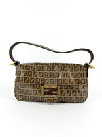 Vintage Fendi Zucca PVC Glitter Enamel Resin Baguette Shoulder Bag